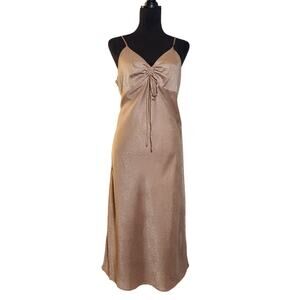 EMMA & MICHELE Satin Leopard Print Slip Midi Dress, Size Medium